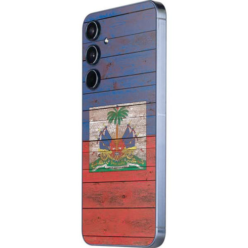 Haiti Flag Dark Wood Galaxy A35 5G Skin